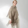 Sciarpa in vera lana al 100% Donna Scialli e stole caldi per donna Stola Femme Solid Ordito Sciarpe in lana cashmere invernale Pashmina di lusso 240111