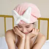 Cute Bowknot Decor Shower Cap Microfiber Dry Hair Towel Bandana Thickened Water Absorbent Drying Hair Cap Z0098