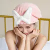 Cute Bowknot Decor Shower Cap Microfiber Dry Hair Towel Bandana Thickened Water Absorbent Drying Hair Cap HZ0098