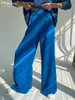 Clacive Blue Office Women's Pants Fashion Loose Full Length Ladies Ounser