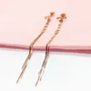 Dingle örhängen 585 Purple Gold Light Luxury Earings Stud Plated 14k Rose Round Snake Bone Tassels Fashion For Women Jewelry