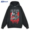 Hip Hop Streetwear Mannen Vintage Hoodie Sweatshirt Japanse Anime Grafische Capuchon Trui Harajuku Katoen Gewassen Zwarte Hoodie 240111