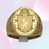 Mode Gold Farbe Hand Geschnitzte Ring Für Männer Hohe Qualität Lion Crown Siegelringe Persönlichkeit Männliche Dichtung Punk Party Schmuck geschenke1212690