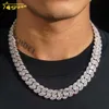 Gioielli brillanti Collana in argento sterling Hip Hop Moissanite Catena cubana in oro da 15 mm Gra Vvs Catena a maglia cubana Moissanite rosa