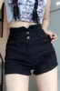 Women's Shorts High Waist Black Denim Super Summer Young Girl Slim Fit Thin Mini Jeans Female A-line Hip Wrap Pants