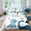 3D Small Dinosaur Cartoon Cute Simple Bedding Set Couple King Single Size for Kids Children Polyester Quilt Cover Pillow Case 240111