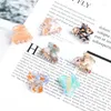 Hårtillbehör 2024 Korea Multicolor Geometric Stripes Spotted Acetate Fashion Kids Clips Mini Charm Girls Ponytail