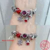 2024 Original Christmas Car & Tree Reindeer Mouse Charm Red Heart Beads Fit Bracelet Sterling Sier Jewelry Gift