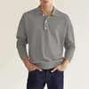 Spring Autumn Solid Color Long Sleeve Polo Shirts Man High Street Casual Loose Button Pullovers Vintage All-Match Tops 240111