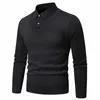 Autumn and Winter Men's Fake Two Piece Sweater with Fleece and Slim Fit Polo Collar Knitted Bottom Shirt Thickened and Warm 240111