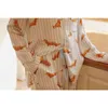 Kvinnors sömnkläder Spring Satin Cartoon Dachshund tryckt randiga hemkläder LAPEL Pocket Luxury Långärmad pyjamas kostym Viscose Pijamas
