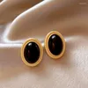 Stud Earrings French Romantic Retro Semi-gemstone Oval Earring 2024 For Womens Fashion Jewelry Accessories