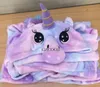 Filles Garçons Peignoir Licorne Serviette À Capuchon pour Enfants Enfants Flanelle Kigurumi Point Peignoirs Pyjamas Dessin Animé Peignoir Vêtements De Nuit 240111