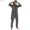 Jeans pour hommes Couleur unie Vêtements de nuit Kigurumi Ensembles de pyjama à capuche pour hommes adultes Pyjamas Automne Hiver Pyjamas chauds Costumes globauxL240111