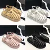 Summer Womens Hemp Rope Woven Baotou Roman Sandals äkta läder Womens Casual Tjock Sole Pig Cage Shoes Fashion Sticked Shoes With Box 509