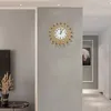 Relógios de parede - Luxo Cristal Artificial Diamante Grande Relógio Metal Sala de estar Decoração de Arte em Casa (1 Ouro)