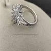 2024 SMEWELY LUXURY MARK bröllop inlagd ringdesigner Sunflower American Fashion Diamond Sterling Silver for Women Party Gifts Rings Rings