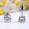 Brincos de prata esterlina s925 antialérgicos, teste de diamante piscante redondo de moissanite, belo presente para homens e mulheres