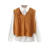 Koreańszy styl mody kamizelka swetra wiosna jesienna bez rękawów V Pullover szyi skoczek żeńska top odzież wierzchnią 240112
