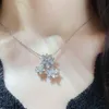 Desginer Clover Edition Fanjia Necklace Women's Four Leaf Grass Full Diamond Light Eregance Clavicle Chain High Sens