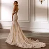 Elegantes Meerjungfrau-Hochzeitskleid, schulterfrei, Schatz-Brautkleid für Frauen, Applikationen, Sweep-Zug, Slim-Fit-Kleider nach Maß