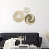 Bottiglie Set di 3 cestini di vimini decorativi da parete, alghe marine intrecciate naturali, ornamenti piatti appesi, cesto rotondo Boho