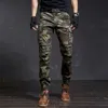 Mode av hög kvalitet Slim Military Camouflage Casual Tactical Cargo Pants Streetwear Harajuku Joggers Men Klädbyxor 240111