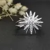 Marca con incrustaciones de lujo joyería de boda de moda americana anillo de girasol diseñador diamante plata esterlina para mujeres regalos de fiesta anillos