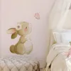 Cartoon Rabbit Butterfly Wall Sticker Kids Room Background Home Decoration Mural Living Bedroom Wallpaper Bunny Stickers 240112