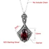 Vintage Women Garnet Pendant Real 925 Sterling Silver Necklace Lady Wedding Party Love Fine Jewelry Handmased Design Gift 240112