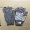 Gebreide handschoenen Klassieke ontwerper Effen kleur Europese en Amerikaanse letter Paar Wanten Wintermode Vijfvingerhandschoen Zwart groothandel