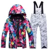 Children's Snow Suit Snowboard Clothing Sets Outdoor Sports Wear Ski Coat and Strap Pant Kids Costumes Boy and Girl 240111