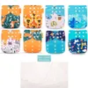 Happyflute OS 8pcs Pocket Diaper8pcs Microfiber Insert Washable Reusable Baby Nappy Adjustable Cover Set 240111