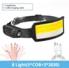 Powerful Red White Blue Zoom Headlight Motion Sensor Led Rechargeable Camping Headlamp Waterproof COB Induction LED Headlamps