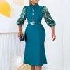 Casual Dresses Corporate Women Elegant Office Wears Lady Dress Knee Length Damask Sleeves Beautiful Mermaid Ladies Church