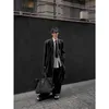 Trench da uomo Y2K Spalla Nero Trench di media lunghezza Stile coreano Trendy Cappotto casual da uomo Giacche lunghe per