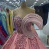 2024 Aso Ebi Pink Mermaid Prom Dress Pearls Beaded Crystals Evening Formal Party Second Reception Birthday Engagement Gowns Dresses Robe De Soiree ZJ432