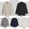 Men's Casual Shirts Button Up Cardigan Coat Jacket Top Chinese Traditional Tai Chi Tang Suit Uniform Black L 4XL