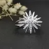 2024 SMEWELY LUXURY MARK bröllop inlagd ringdesigner Sunflower American Fashion Diamond Sterling Silver for Women Party Gifts Rings Rings