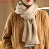 Allasason Pure wełniane dzianiny szalik damski kaszmirowy szalik biały sweter dla kobiet złożony szal szalik mody 240111