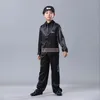 Europe America Black Dancer Children's Street Dance Shirt +Vest + Pants Popping Suit Adult Hip Hop Locking Breaking Performance Clothing