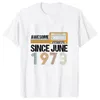 女性用TシャツファッショントレンドTシャツ1973年6月から50歳の誕生日ヴィンテージグラフィックシャツカジュアルハラジュクレディースTシャツ