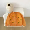 Pulôver 2023 novo bebê menina manga longa malha cardigan infantil outono princesa flor bordado camisola meninas jaqueta de malha roupas do bebê l2401