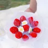 Decorative Flowers 1PC DIY Knitted Strawberries Bouquet Braided Artificial Strawberry Imitation Fruit For Wedding Party Decor Handmade