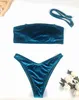Dames Badmode Fluwelen Bikini Set 2023 Dames Braziliaans Bandeau-badpak Effen Sexy Vrouwelijke Strandkleding Zwemmers Zwemmen Zwemmen Badpak YQ240112