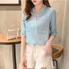 Blouses pour femmes Jeune femme Vêtements Chemise en mousseline de soie Col en V Lâche Climatisation Demi-manches Soleil Top Étamine Blusa Feminina