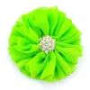 Hair Accessories 5pcs/lot 6.5cm 15colors Fluffy Ballerina Chiffon Flowers Rhinestone Snow Button Artificial Fabric For Kids Headbands