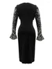 Casual klänningar vår midi för kvinnor 2024 retro elegant shinny long paljetter svart klänning bodycon slits mantel födelsedagsfest femme vestido