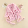 Carino Bambini Bambini Flanella Animali Accappatoi Neonati maschi Ragazze Tinta unita Rosa Blu Asciugamano da bagno Inverno Abbigliamento per bambini 240111