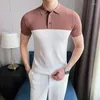 Мужские поло высокого качества, летняя трикотажная рубашка поло из ледяного шелка с короткими рукавами, мужская одежда, 2024, облегающая повседневная футболка с отложным воротником